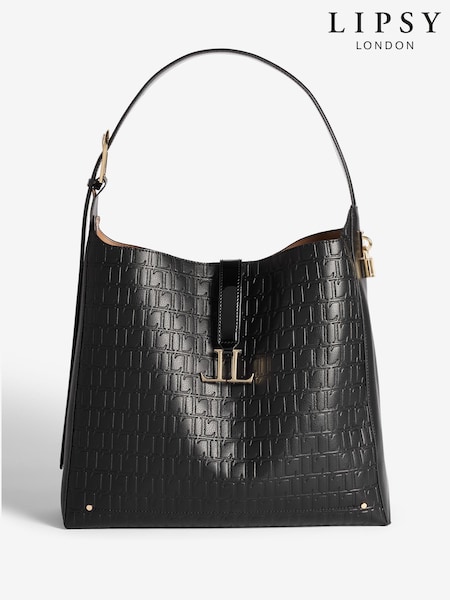 Lipsy Black Embossed Slouch Tote Bag (H13363) | €55