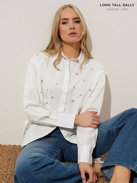 Long Tall Sally White Embroidered Shirt (H13368) | €47