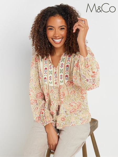 M&Co Pink Long Sleeve Boho Blouse (H13373) | €47