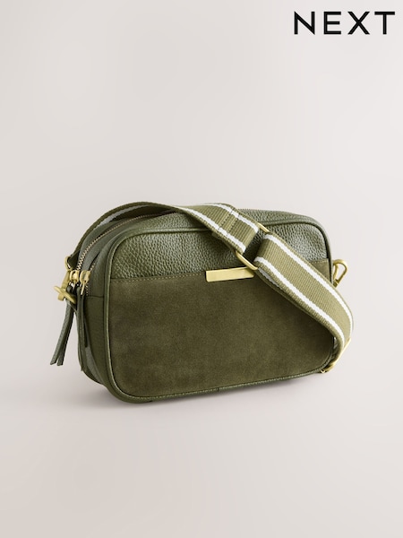 Olive Green Leather Camera Bag (H13395) | 215 QAR