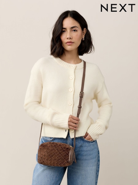 Tan Brown Leather Weave Cross-Body Bag (H13400) | €69.50
