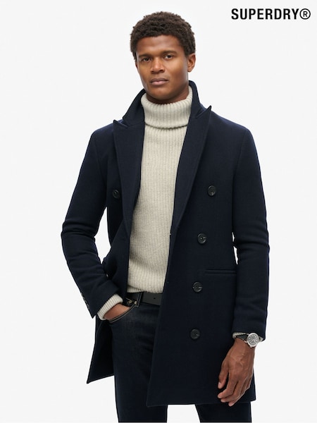 Superdry Blue 100% Cotton Merchant Town Coat (H13405) | €224