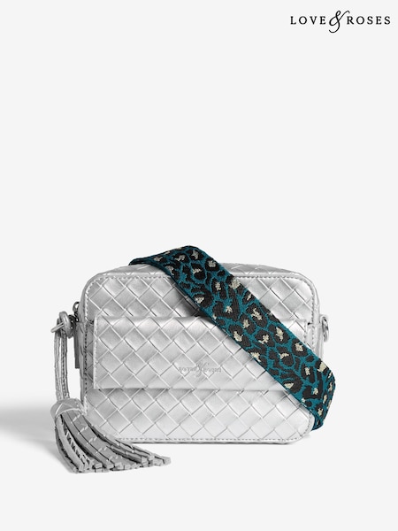 Love & Roses Silver Cross-Body Bag with Pocket (H13429) | €42