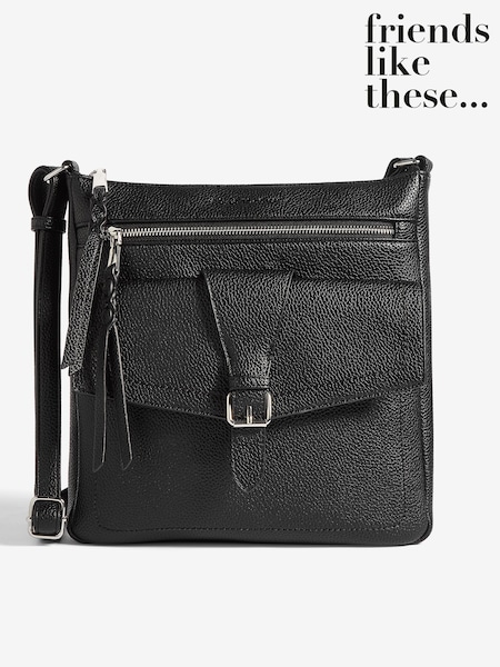 Friends Like These Black Medium Faux Leather Messenger Bag (H13445) | €35