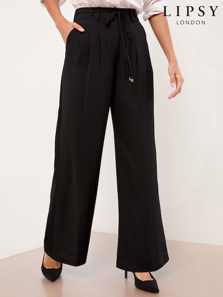 Lipsy Black Belted Wide Leg Trousers (H13504) | €53