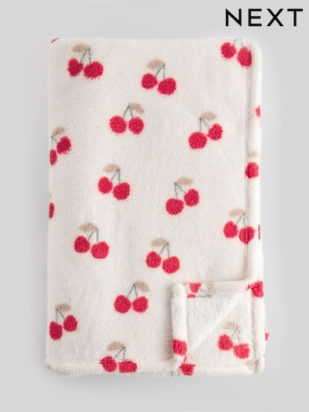 Cream Cherry Fleece Throw (H13513) | €16.50 - €25