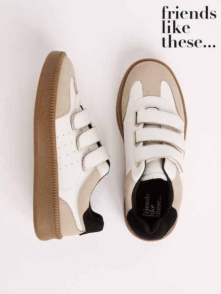 Friends Like These White Velcro Retro Gumsole Sports Trainers (H13593) | €49