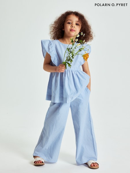 Polarn O Pyret 100% Organic Cotton Striped Wide Leg Trousers (H13658) | 41 €