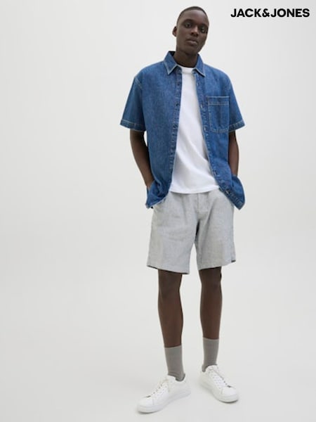 JACK & JONES Blue Linen Blend Chino Shorts (H13699) | €50