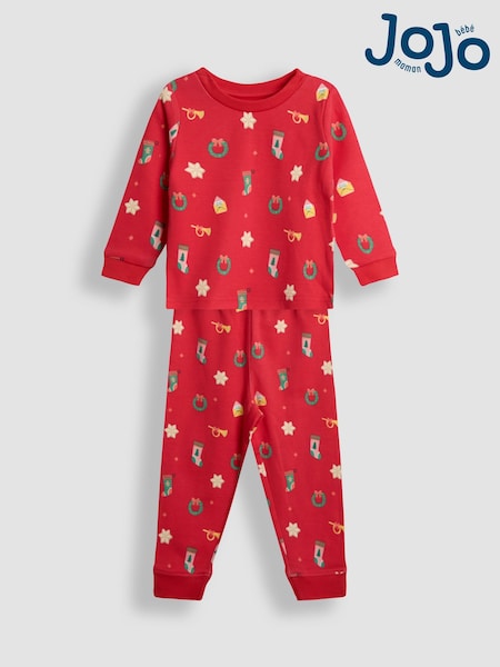 JoJo Maman Bébé Red Christmas Christmas Printed Jersey Pyjamas (H13713) | R$ 225
