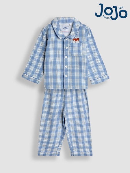 JoJo Maman Bébé Blue Fox Woven Check Character Pyjamas (H13718) | AED128