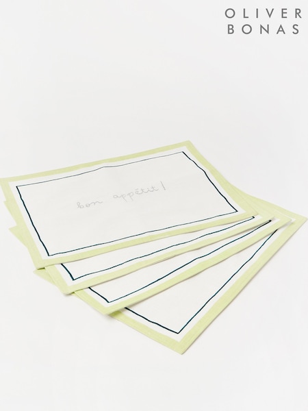 Oliver Bonas Set of 4 White Fiesta Embroidered Placemats (H13732) | €47