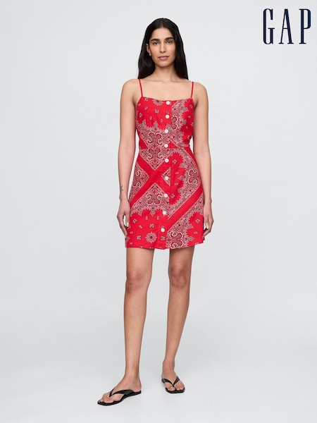 Gap Red Linen-Blend Tie-Back Mini Dress (H13817) | €107