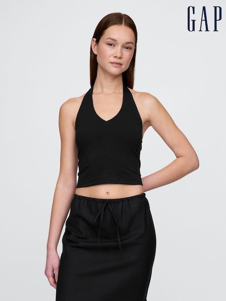 Gap Black CloseKnit Cropped Halter Neck Top (H13819) | €18