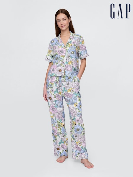 Gap Pink Floral Trouser Linen Blend Pyjama Bottoms (H13822) | €40