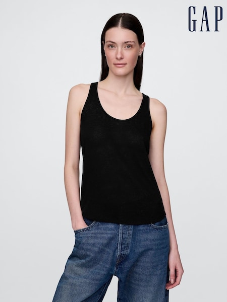 Gap Black Linen-Blend Racerback Vest (H13827) | €29