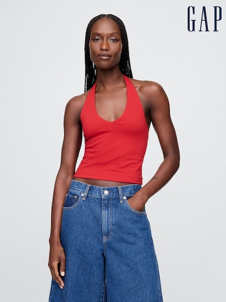 Gap Red CloseKnit Cropped Halter Neck Top (H13829) | €15.50