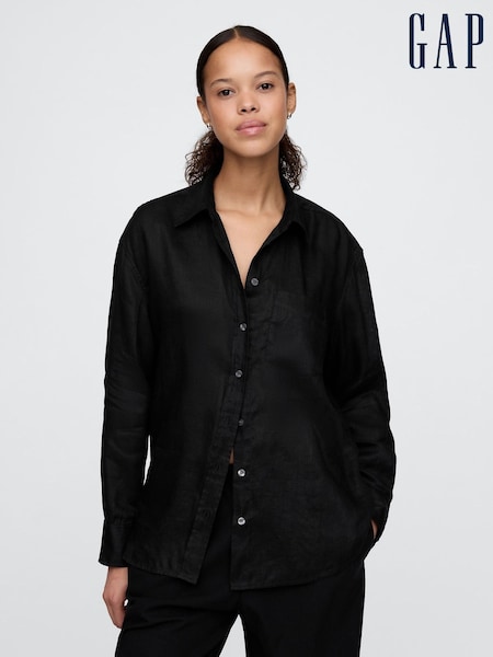 Gap Black 100% Linen Oversized Shirt (H13840) | €86