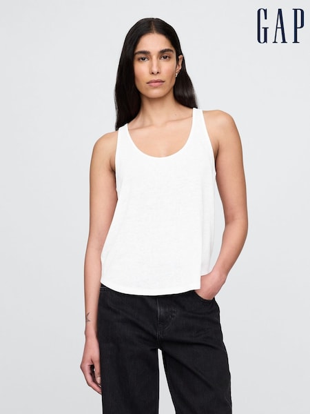 Gap White Linen-Blend Racerback Vest (H13841) | €29