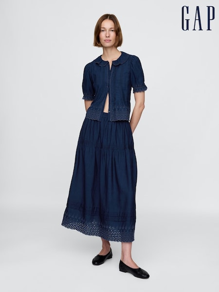 Gap Blue DÔEN Eyelet Maxi Skirt (H13857) | €98