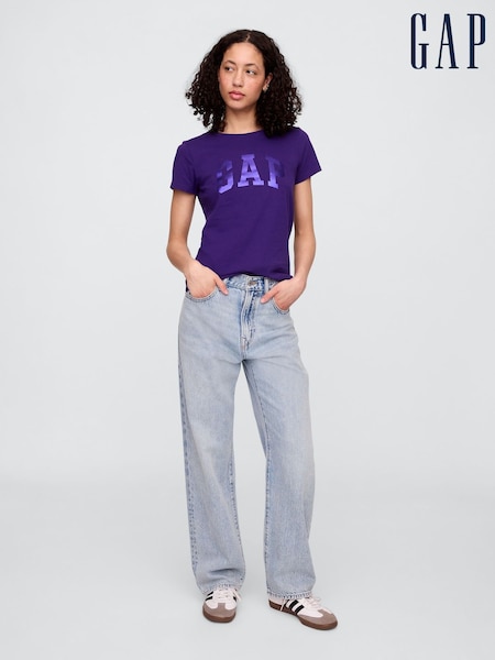 Violet închis - Tricou cu logo gap și logo Mânecă scurtă Tricou la baza gâtului (H13872) | 104 LEI