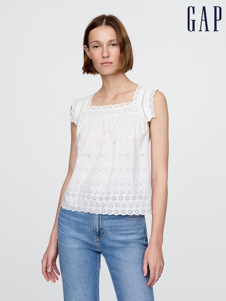 Blanco - Gap DÔEN Eyelet Sleeveless Top (H13873) | 85 €