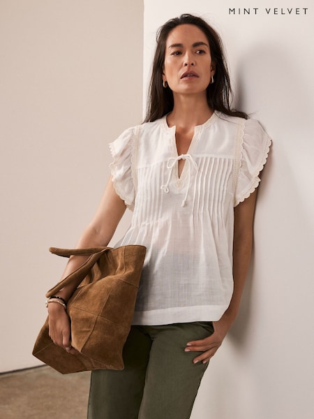 Mint Velvet White Cap Sleeve Blouse (H13905) | €113