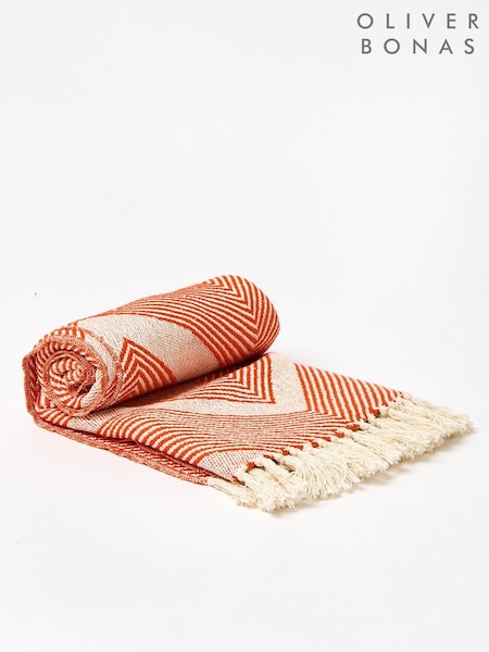 Oliver Bonas Orange Niru Woven Chevron Throw (H13914) | €40