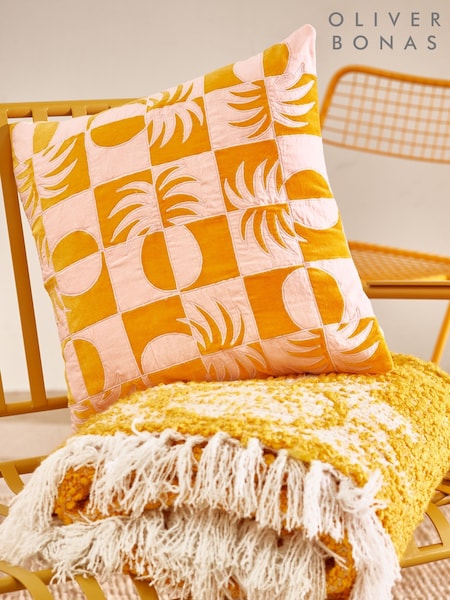 Oliver Bonas Pink Pineapple Yellow Cushion Cover (H13915) | €45