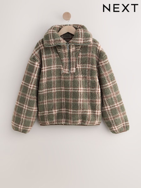 Green Check Borg Quarter Zip Fleece (H13951) | €38
