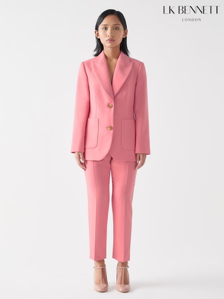 LK Bennett Pink Aimee Petite Desert Rose Twill Double Breasted Tailored Jacket (H13957) | ₪1,504