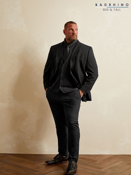 BadRhino Big & Tall Black Plain Suit Trousers (H13974) | 193 QAR