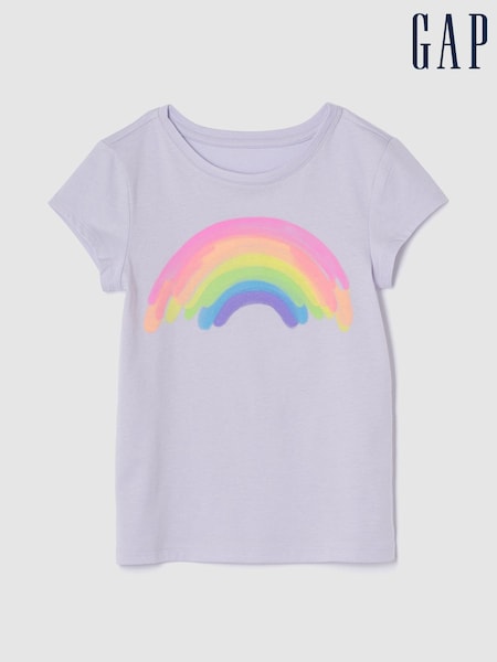 Пурпурный с радугой - Gap Graphic Short Sleeve T-Shirt (4-13yrs) (H14016) | €13