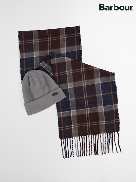 Barbour® Blue Tartan Swinton Beanie Hat & Scarf Gift Box Set (H14078) | €69