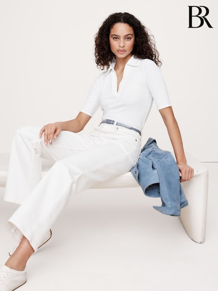 Valkoinen - Banana Republic Ribbed Elbow-Sleeve Pikeepaidat (H14093) | €63
