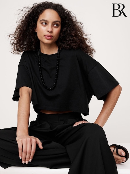 Musta - Banana Republic Oversized Vintage Cotton Cropped T-Shirt (H14094) | €55