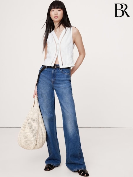 Banana Republic White 100% Linen Lace-Trim Vest Top (H14109) | €98