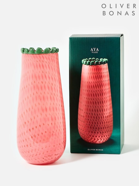 Oliver Bonas Pink Aya Scalloped Glass Vase (H14153) | €47