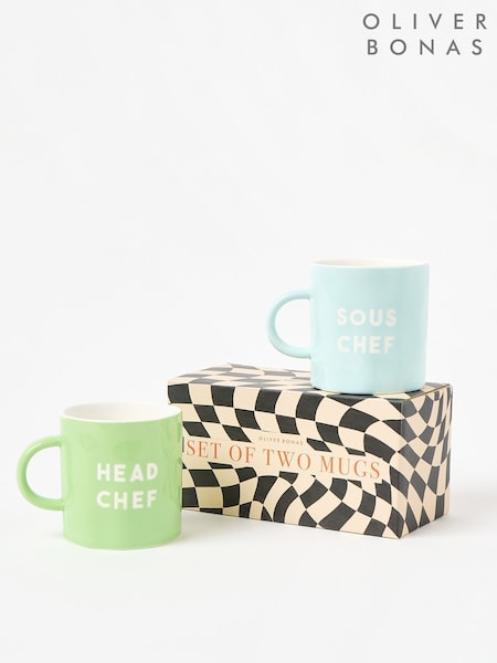 Oliver Bonas Set of 2 Multi Head Chef & Sous Chef Mugs (H14154) | €40