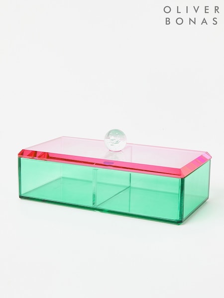Oliver Bonas Pink Lidded Crystal Jewellery Box (H14155) | €47