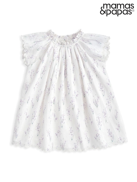 Mamas & Papas Lavender Print Woven 100% Cotton Dress (H14170) | ₪126