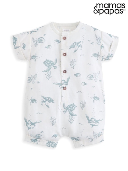 Mamas & Papas Blue Turtle Under The Sea Print Romper (H14172) | €35