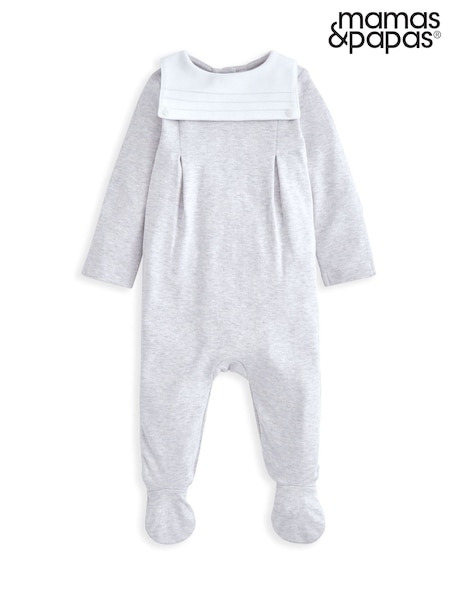 Mamas & Papas Grey Sailor Collar 100% Cotton Sleepsuit (H14177) | kr286