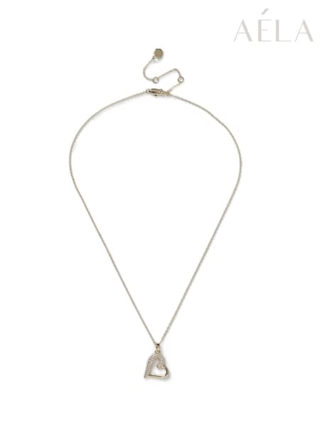 Aela Gold Tone Diamond Simulant Heart Chain Necklace (H14230) | €29