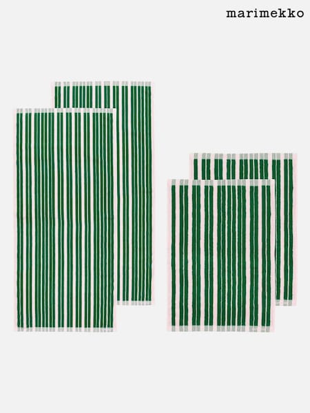 Marimekko Set of 4 Green Raide Towels PCS (H14279) | €179