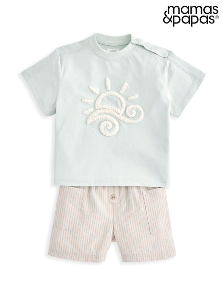 Mamas & Papas Blue Sun Top & Stripe Shorts Set (H14295) | €32