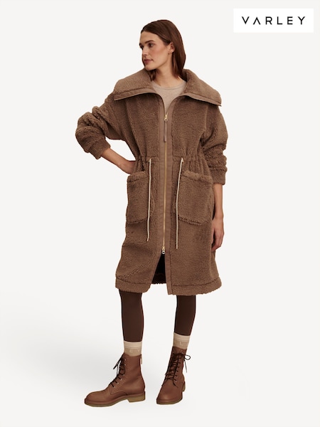 Varley Brown Logan Sherpa Coat (H14315) | AED1,310