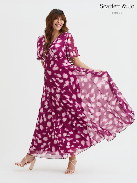 Scarlett & Jo Mulberry Isabelle Float Sleeve Maxi Dress (H14317) | 470 QAR