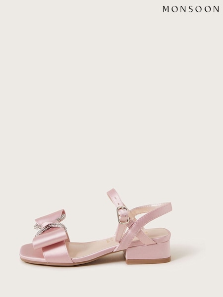 Roz - Pantofi cu toc Monsoon Diamante cu fundă din satin (H14382) | 186 LEI - 216 LEI