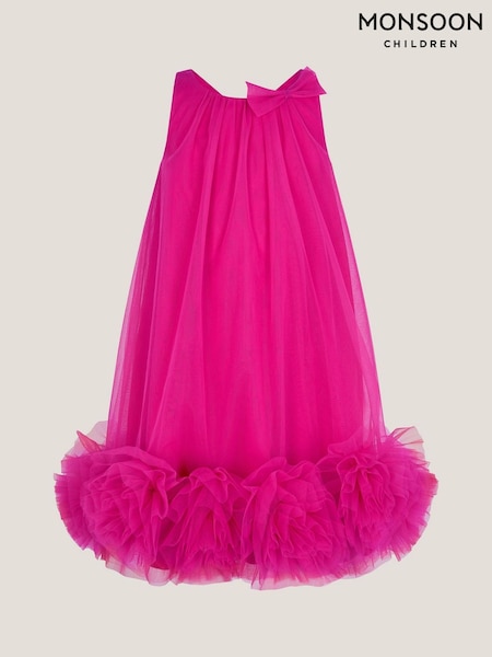 Monsoon Pink Sleeveless Tulle Pom Swing Dress (H14387) | €66 - €71